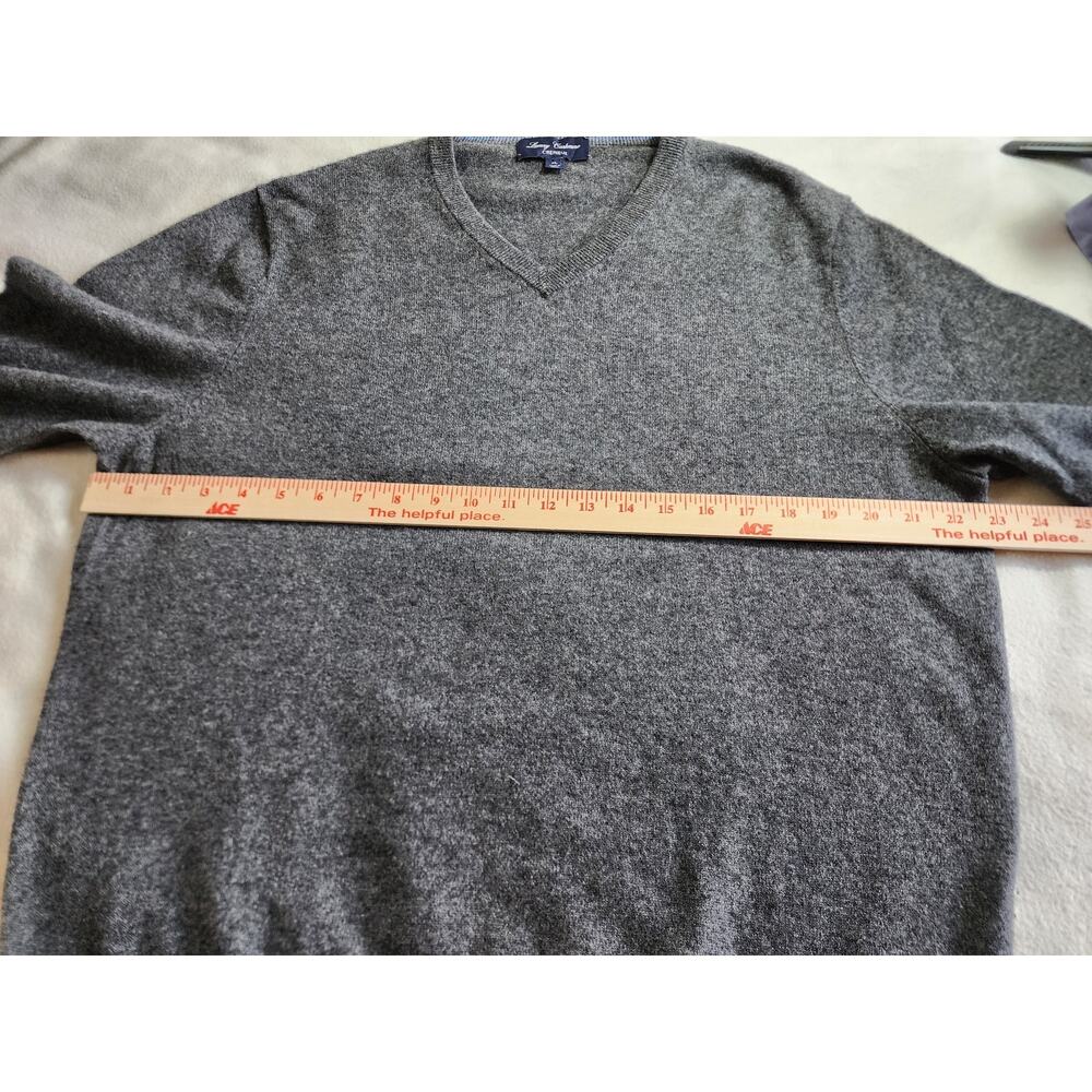 Cremieux 100% Luxury Cashmere Men's Sweater XL Heathered Gray V-Neck Soft Luxury - Picture 7 of 8